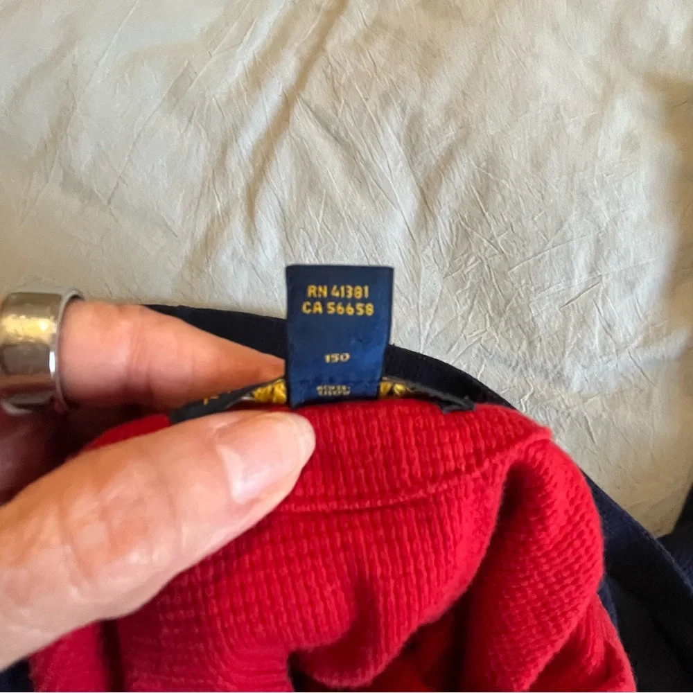 Polo by Ralph Lauren Boys Red and Blue Pullover with Hood‎ Sz 12